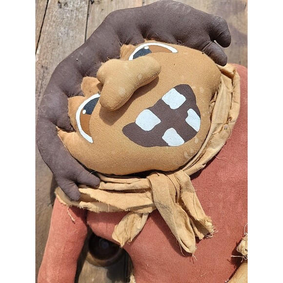 Creepy Primitive Folk Art Doll 22" Handmade Painted Fabric Halloween Decor - Picture 10 of 11